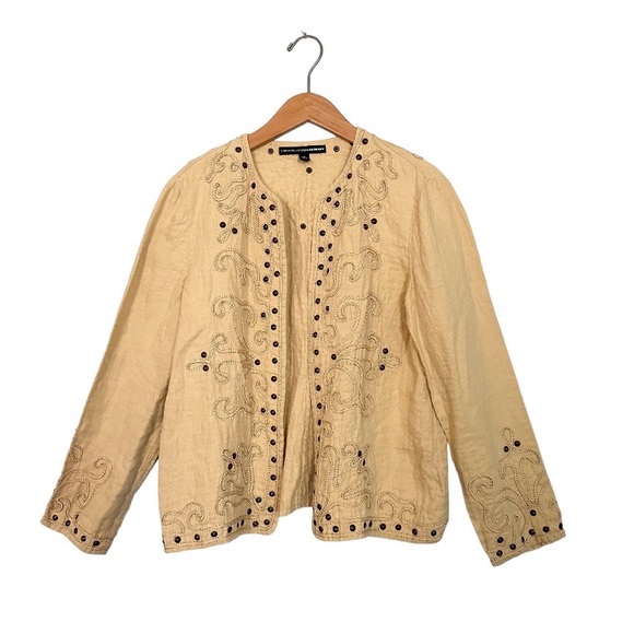 Linda Allard Ellen Tracy Embroidered Open Blazer - Picture 1 of 6